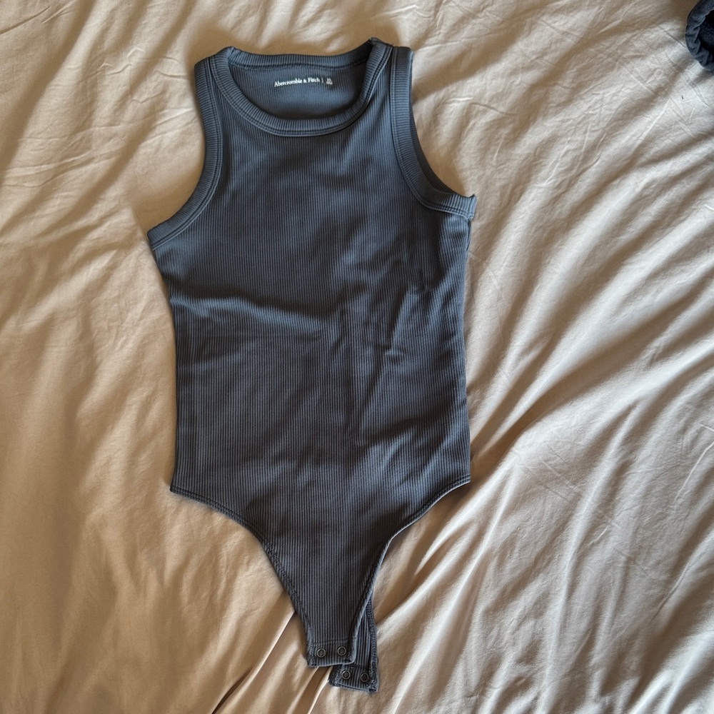 Abercrombie & Fitch Charcoal Ribbed Bodysuit